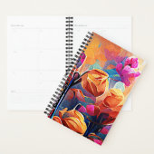 Floral Abstract Art Orange Red Blue Flowers (Devant avec enveloppe)