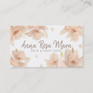 *~* Floral Abstract Beige Perzik Zachte Waterverf Visitekaartje