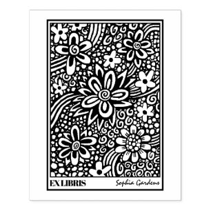 Floral Abstract Ex Libris Rubber Stempel