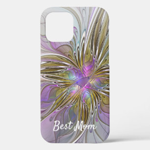 Floral Abstract fractal met roze en gouden beste m iPhone 12 Hoesje