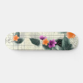 Floral Abstract Grid Schaats Deck Skateboard (Horizontaal)