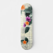 Floral Abstract Grid Schaats Deck Skateboard (Voorkant)