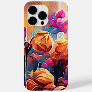 Floral Abstract Kunst Oranje Rode Blauwe Bloemen Case-Mate iPhone 14 Pro Max Hoesje
