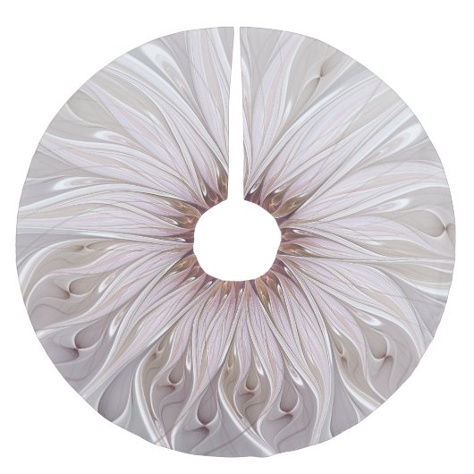 Floral, Abstract moderne pasteelbloem fractal art Kerstboom Rok (Voorkant)