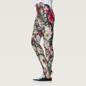 Floral Abstract ontwerp voor zwart en roze patroon Leggings
