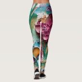 Floral Abstract Paint Pattern – Artistic Modern  Leggings (Achterkant)