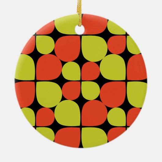 Floral Abstract Retro Pattern Monogramed Keramisch Ornament (Achterkant)