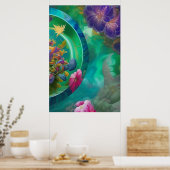 Floral Abstracte tuin Poster (Keuken)