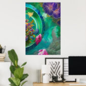 Floral Abstracte tuin Poster (Thuiskantoor)