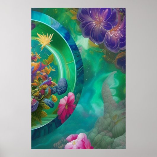 Floral Abstracte tuin Poster (Voorkant)