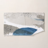 Floral Abstrait en bleu et en taupe (Serviette à main)