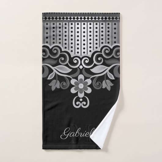 Floral Abstrait métallique (Serviette à main)