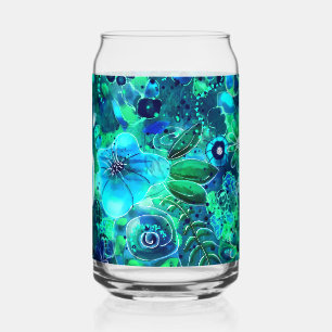 Floral Abstrait Motif bleu vert Turquoise Fleurs