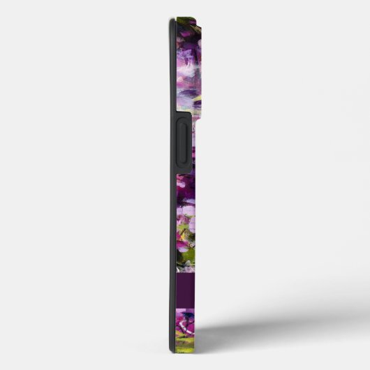 Floral Abstrait pourpre avec coque iphone de nom (Verso / Droite)