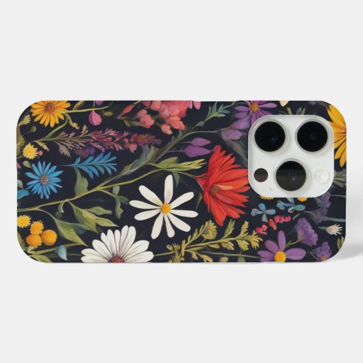 Floral Abstrait unique - Phone 15 Pro Coques (Verso (horizontal))