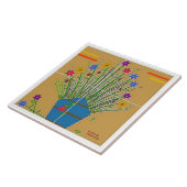 "Floral Accent" 6x6 keramische Tegel Tegeltje (Zijkant)