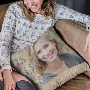 Floral Accent MOM Kussen met Custom Photo