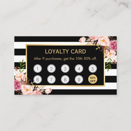 Floral Acheter 9 Obtenez 10e remise Carte de fidél (Devant)