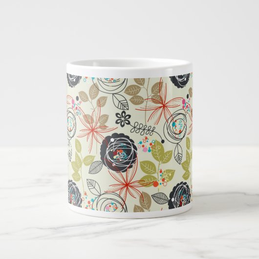 Floral achtergrond 2 extra grote mok (Voorkant)