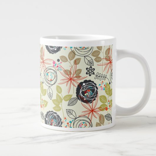 Floral achtergrond 2 extra grote mok (Rechts)