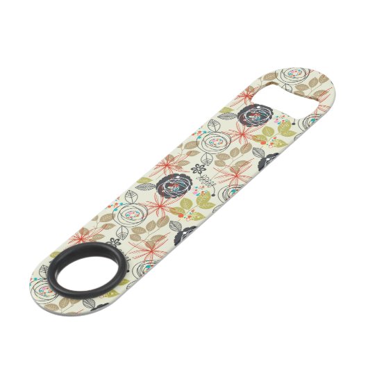 Floral achtergrond 3 speed flessenopener (Achterkant Gekanteld)