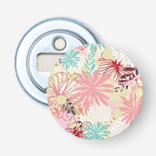 Floral achtergrond 4 button flesopener