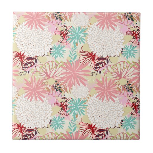 Floral achtergrond 4 tegeltje (Voorkant)