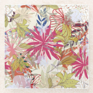 Floral achtergrond 6 glazen onderzetter