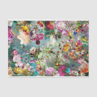 Floral Achtergrond Meerkleurig Blauwgroen Tissuepapier
