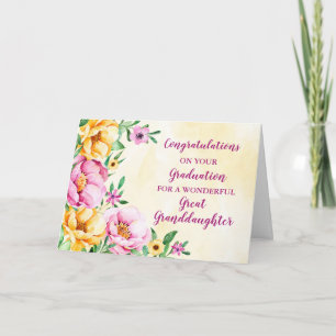 Floral achterkleindochter Afstuderen Kaart