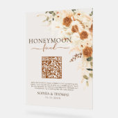 Floral Acryl Honeymoon Fund QR Code Wedding Bord (Hoek)