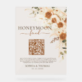 Floral Acrylique Honeymoon Fund QR Code Mariage (Recto)