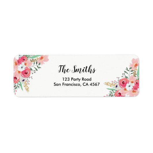 Floral Adresse de retour Étiquette Aquarelle Jardi (Devant)