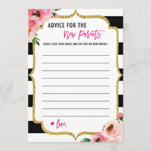 Floral Advice for the New Parents Baby shower Card Advieskaart