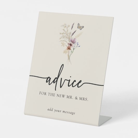 Floral Advice Wedding Sign Reclamebord Met Voetstuk (Voorkant)