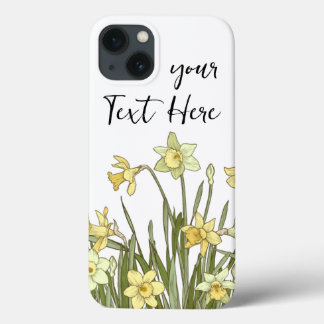 Floral afbeelding van gele kleefdieren op iPhone 13 hoesje