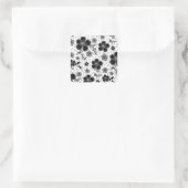 Floral afdrukken in zwart-wit vierkante sticker (Tas)