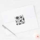 Floral afdrukken in zwart-wit vierkante sticker (Envelop)