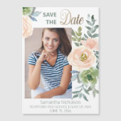 Floral Afstuderen Aankondiging Opslagdatum Foto (Voorkant)