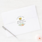 Floral afstuderen gepersonaliseerde afstuderen sti ronde sticker (Envelop)
