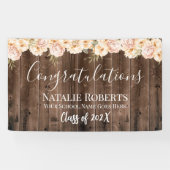 Floral Afstuderen Rustic Barn Wood Spandoek (Horizontaal)