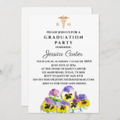 Floral Afstuderen Zurse Typografie Pansies Kaart (Voorkant / Achterkant)