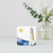 *~* Floral Agate Crystals Cosmic Gold Goddess Squ Vierkante Visitekaartje (Staand voorkant)