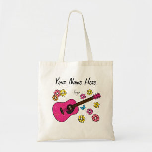 Floral Akoestische Gitarist Musician Custom Tote Bag