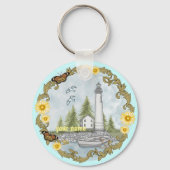 Floral Alabama Lighthouse aangepaste sleutelhanger (Voorkant)