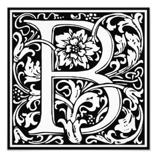 Floral alfabet Monogram Letter B Foto afdrukken Afdruk