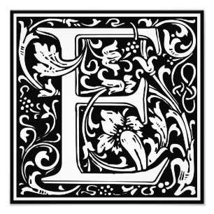 Floral alfabet Monogram Letter E Foto afdrukken Afdruk