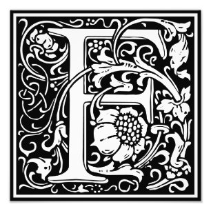 Floral alfabet Monogram Letter F Foto afdrukken Afdruk
