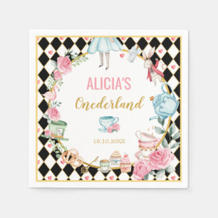 Floral Alice in Wonderland Mad Tea Party Birthday Servet