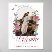 Floral Alice in Wonderland Weddenschap Welkom Poster (Voorkant)